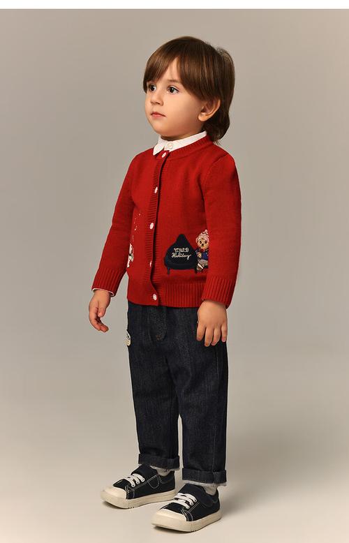 紅運(yùn)當(dāng)頭的可愛(ài)首選 Teenie Weenie Kids 26年新款男女寶寶圓領(lǐng)開(kāi)衫毛衣